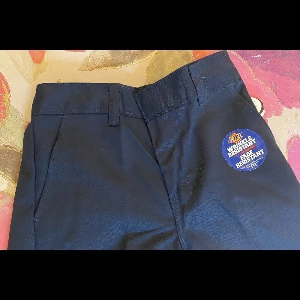 💥Dickies Girls Flat Front Navy Classic Fit Pants